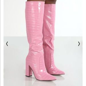 Public desire pink croc boots